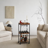 Wine and Liquor Cart with Glass Hangers and Working Tabletop