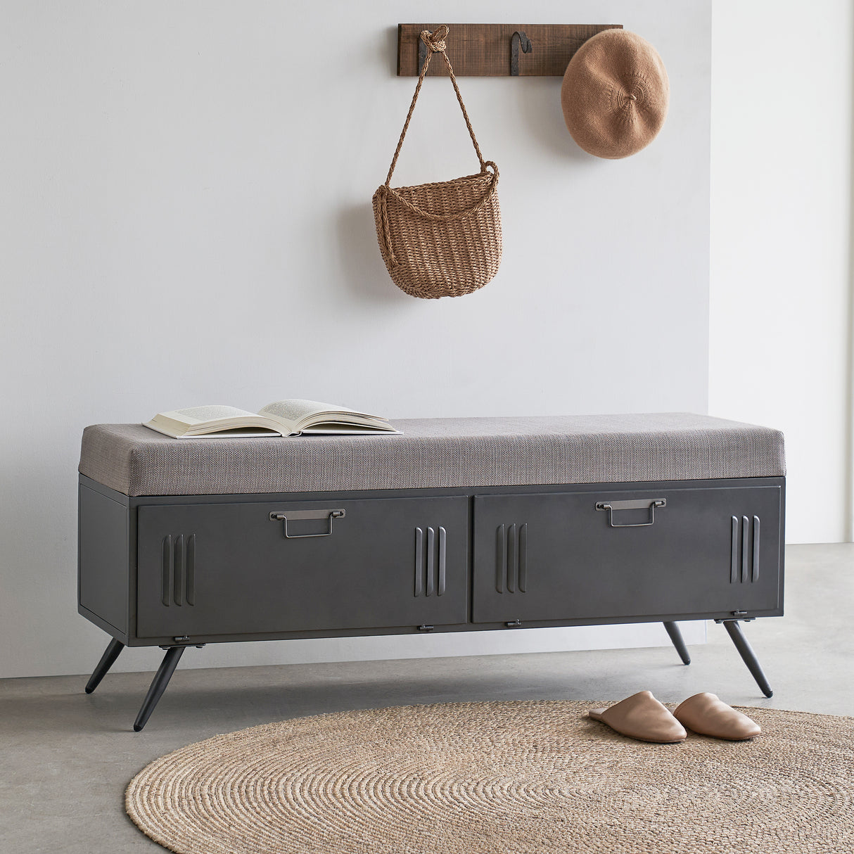 Cushioned Shoe Storage Bench