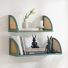 Wall Shelf with Rattan and Wood, Set of 2