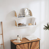 Wall Shelf with Rattan and Wood, Set of 2