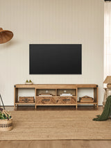 Acadia Fully-Assembled TV Stand for Up to 80" TV (Pine Wood Version)