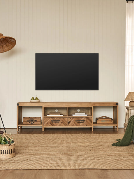 Acadia Fully-Assembled TV Stand for Up to 80" TV (Pine Wood Version)