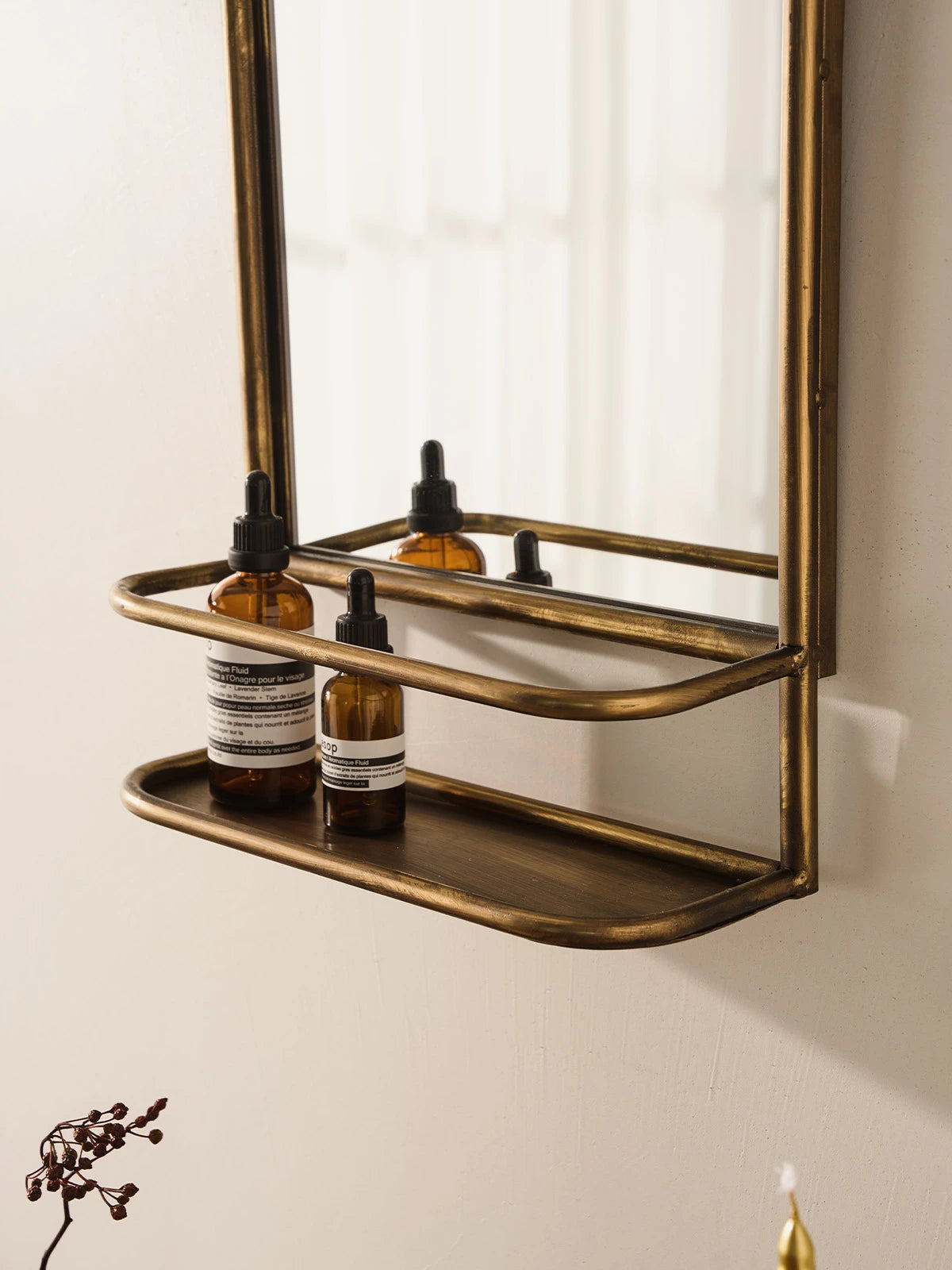 Antiqued Brass Accent Mirror