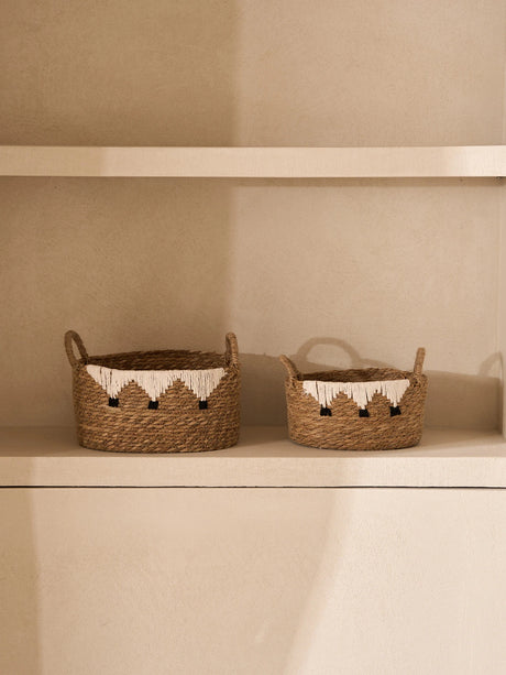 Woven Tassel Baskets Set of 2