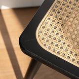 Natural Rattan Top Wood Stool, Rectangular