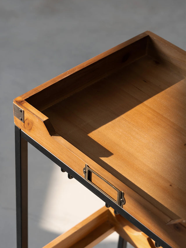 Wine and Liquor Cart with Glass Hangers and Working Tabletop