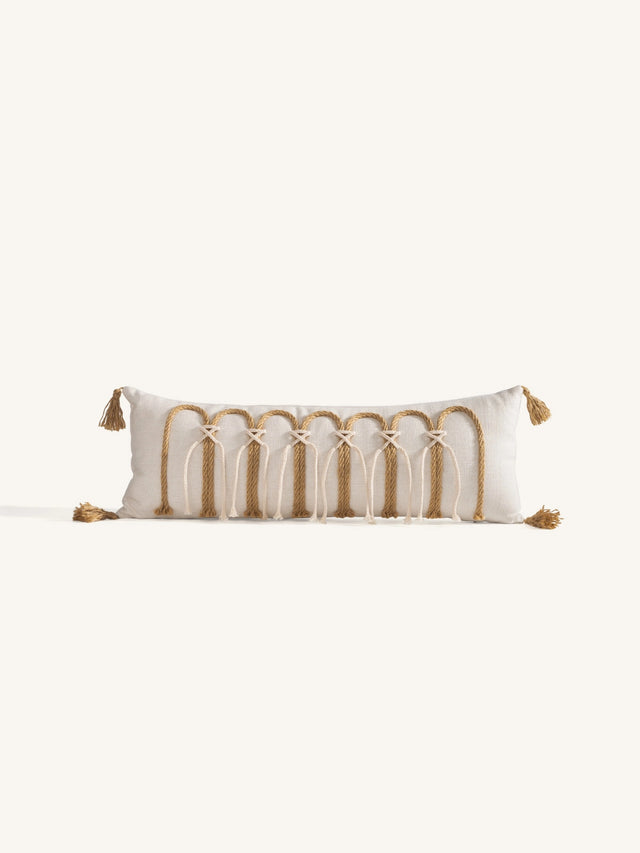 Siena 10" x 28" Macramé Lumbar Cushion