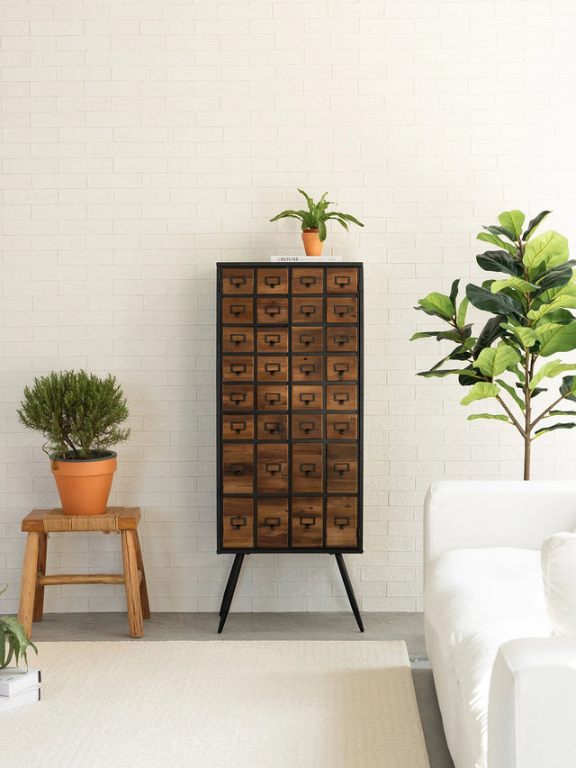 Apothecary 55" Tall Faux-Drawer Cabinet