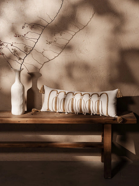 Siena 10" x 28" Macramé Lumbar Cushion