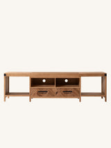 Acadia Fully-Assembled TV Stand for Up to 80" TV (Pine Wood Version)