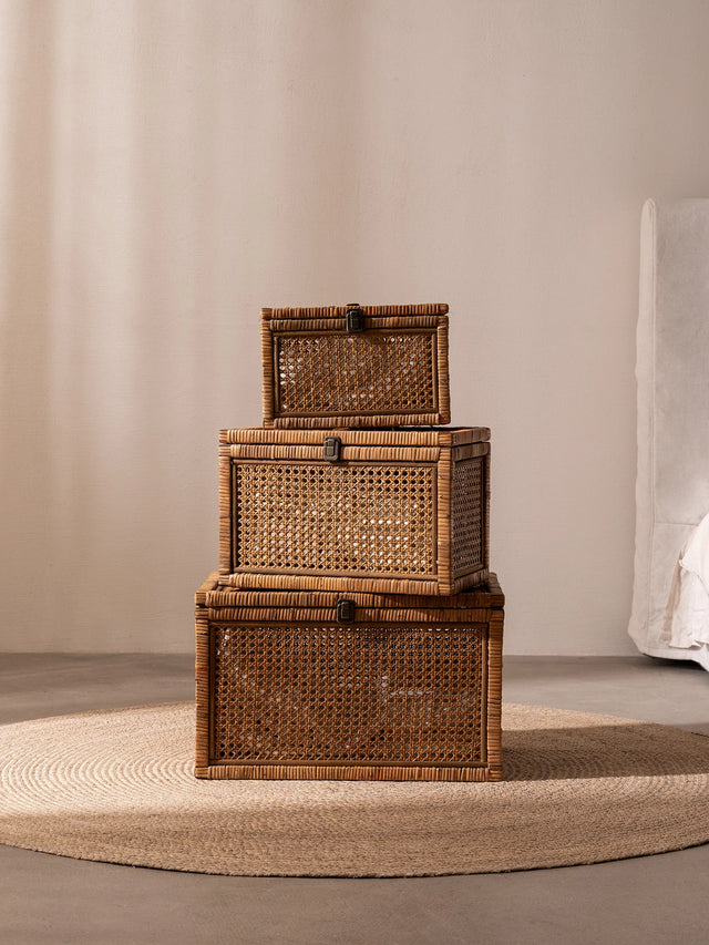 Rattan Storage Box, Set of 3