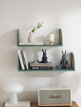 Wall Shelf with Rattan and Wood, Set of 2