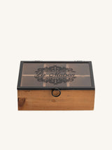 Vintage Wood Organizer and Jewelry Box with Glass Cover