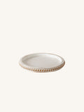 12" Distressed White Beaded Serving Tray