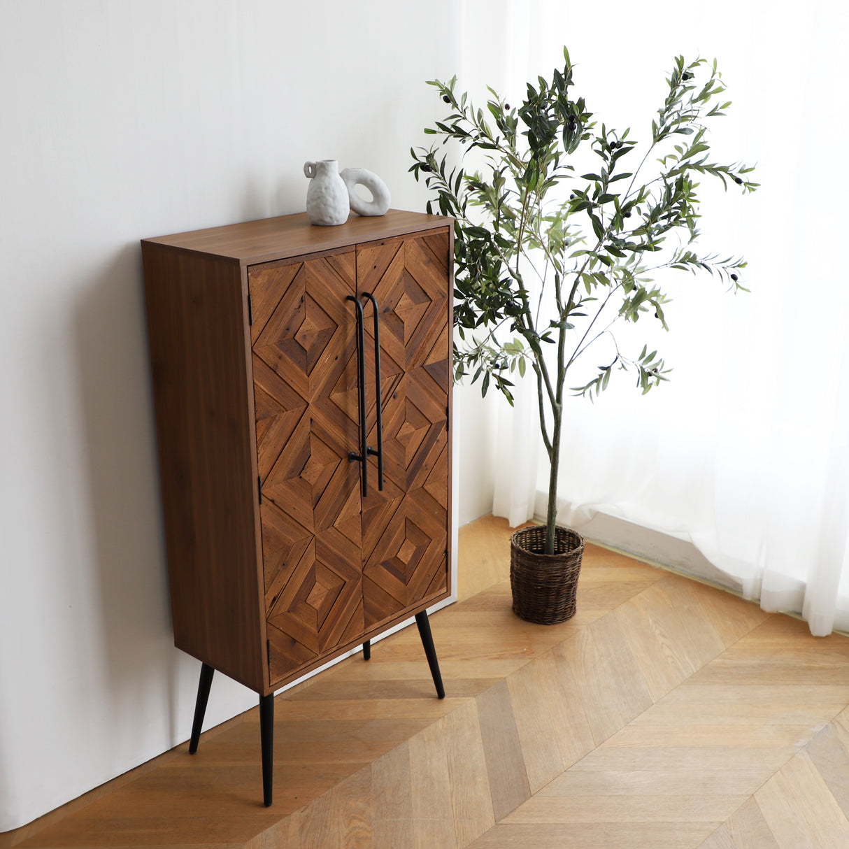 50" Tall Accent Cabinet with Handcrafted Reclaimed Wood Doors