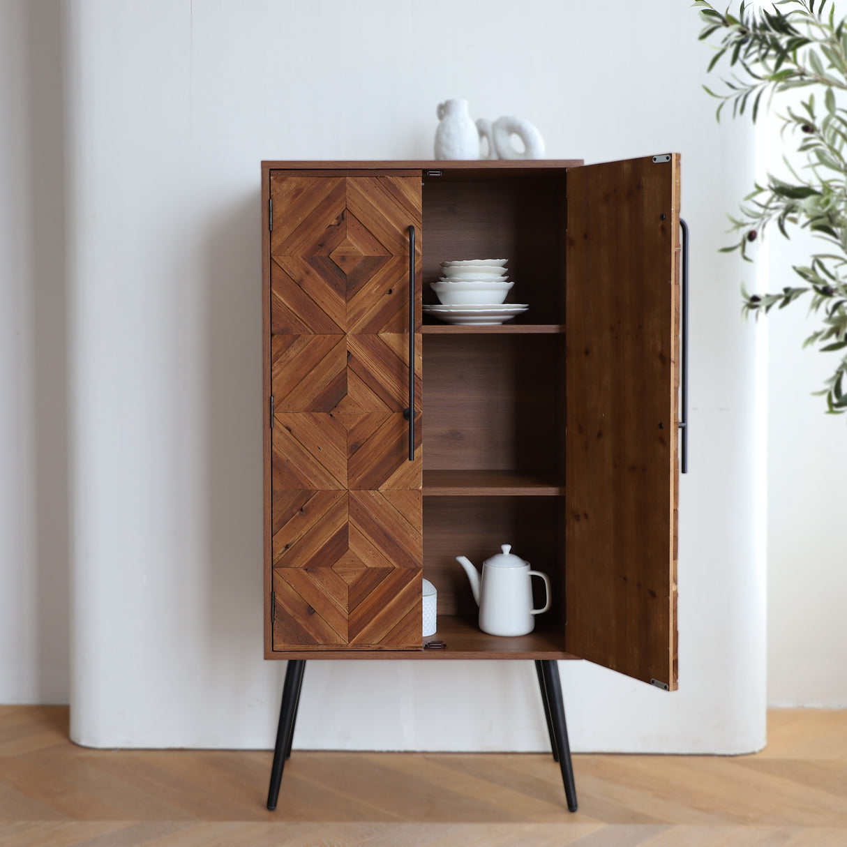 50" Tall Accent Cabinet with Handcrafted Reclaimed Wood Doors