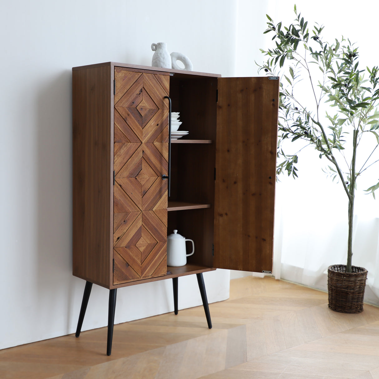 50" Tall Accent Cabinet with Handcrafted Reclaimed Wood Doors