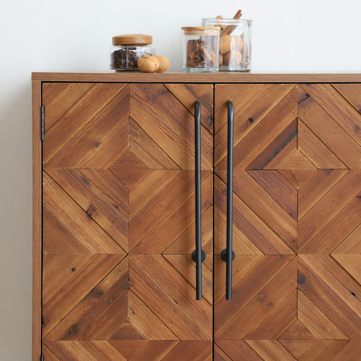 31” * 37” Wood Accent Cabinet Sideboard with Handcrafted Reclaimed Wood Doors