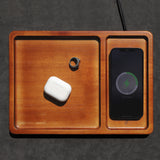 Bamboo Valet Tray with Wireless Charging
