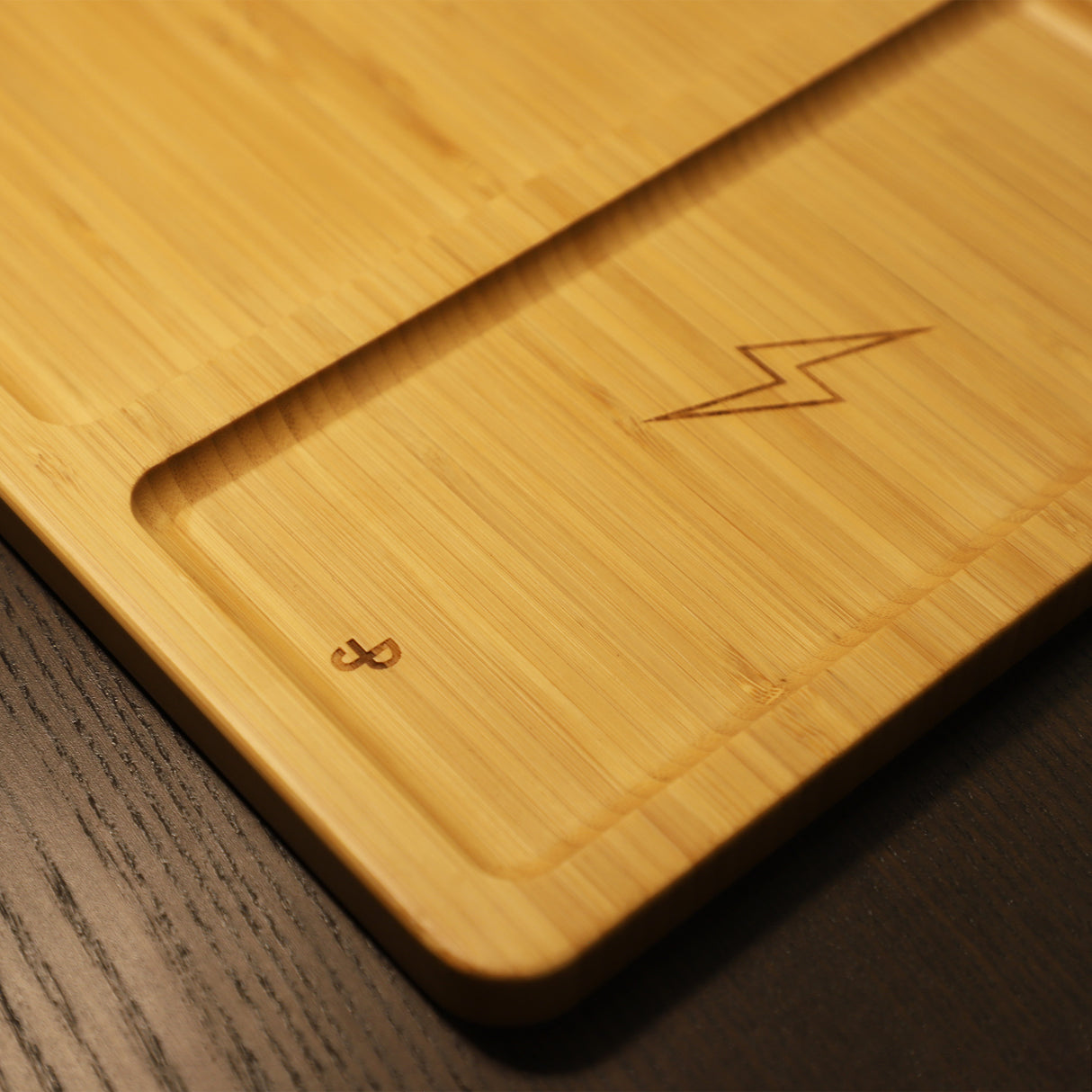 Bamboo Valet Tray with Wireless Charging