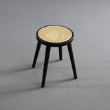 Natural Rattan Top Wood Stool, Round